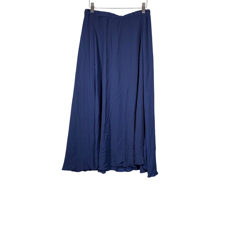 Max Studio Skirt Womens M Navy Blue Excellent Textured Elastic Waist Maxi